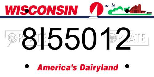 8I55012 Wisconsin License Plate
