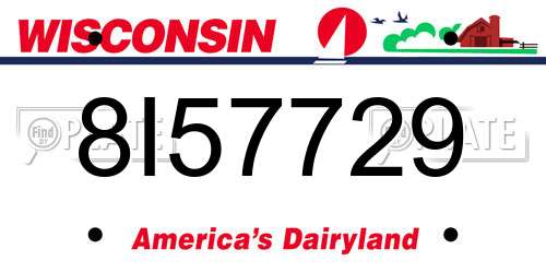 8I57729 Wisconsin License Plate