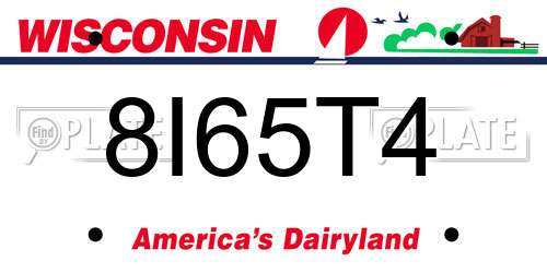 8I65T4 Wisconsin License Plate