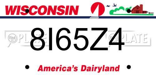8I65Z4 Wisconsin License Plate