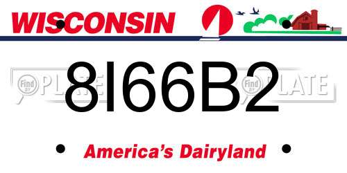 8I66B2 Wisconsin License Plate