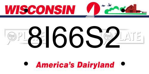 8I66S2 Wisconsin License Plate