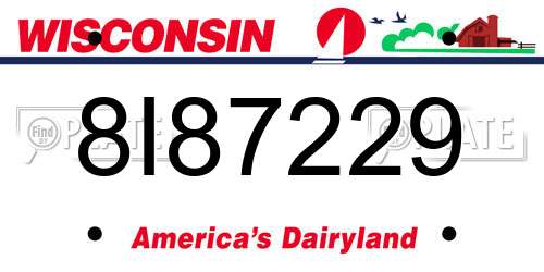 8I87229 Wisconsin License Plate
