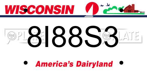8I88S3 Wisconsin License Plate