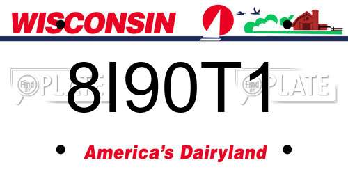8I90T1 Wisconsin License Plate