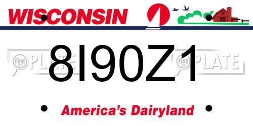 8I90Z1 Wisconsin License Plate