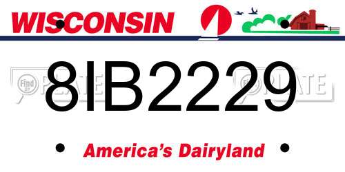 8IB2229 Wisconsin License Plate