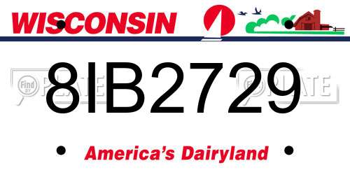 8IB2729 Wisconsin License Plate