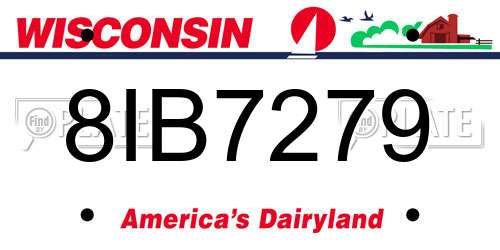 8IB7279 Wisconsin License Plate