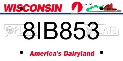 8IB853 Wisconsin License Plate