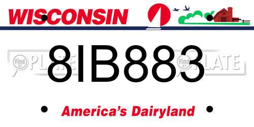 8IB883 Wisconsin License Plate
