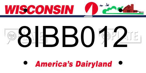 8IBB012 Wisconsin License Plate