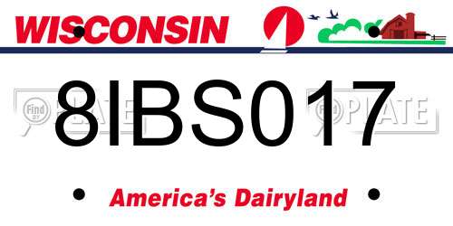 8IBS017 Wisconsin License Plate