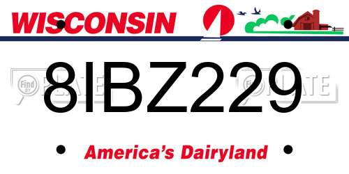 8IBZ229 Wisconsin License Plate