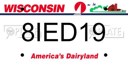 8IED19 Wisconsin License Plate