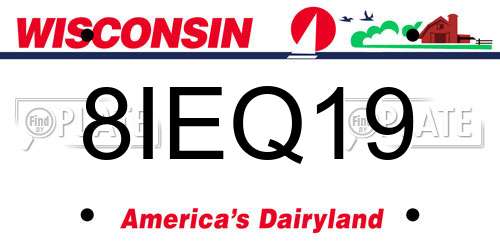 8IEQ19 Wisconsin License Plate