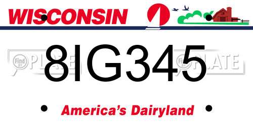 8IG345 Wisconsin License Plate