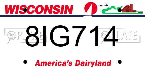 8IG714 Wisconsin License Plate