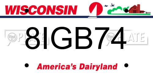 8IGB74 Wisconsin License Plate