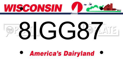 8IGG87 Wisconsin License Plate