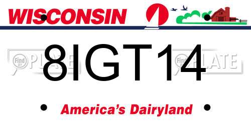 8IGT14 Wisconsin License Plate