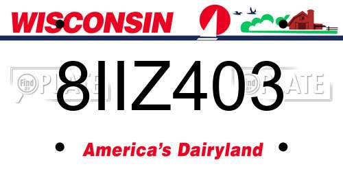 8IIZ403 Wisconsin License Plate