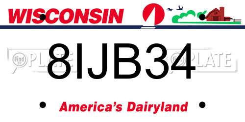 8IJB34 Wisconsin License Plate