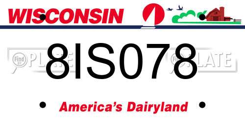 8IS078 Wisconsin License Plate