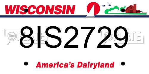 8IS2729 Wisconsin License Plate