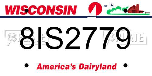 8IS2779 Wisconsin License Plate