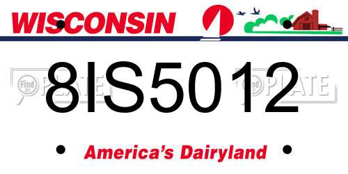 8IS5012 Wisconsin License Plate