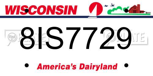 8IS7729 Wisconsin License Plate