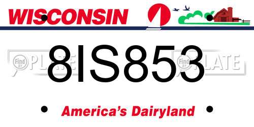8IS853 Wisconsin License Plate