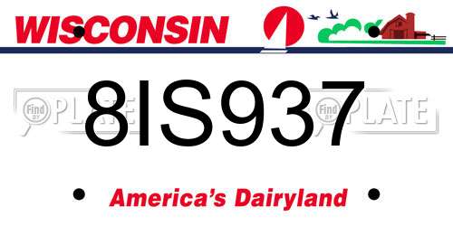 8IS937 Wisconsin License Plate