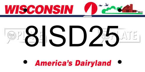 8ISD25 Wisconsin License Plate