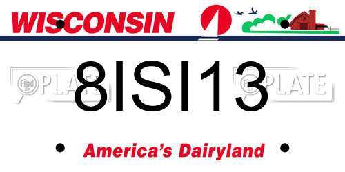 8ISI13 Wisconsin License Plate