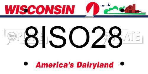 8ISO28 Wisconsin License Plate