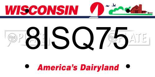 8ISQ75 Wisconsin License Plate