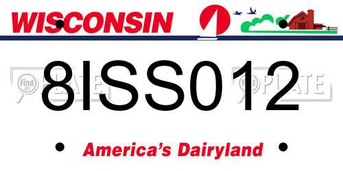 8ISS012 Wisconsin License Plate
