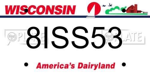 8ISS53 Wisconsin License Plate