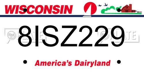 8ISZ229 Wisconsin License Plate