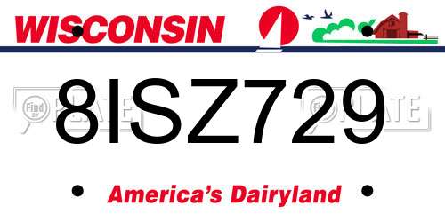 8ISZ729 Wisconsin License Plate