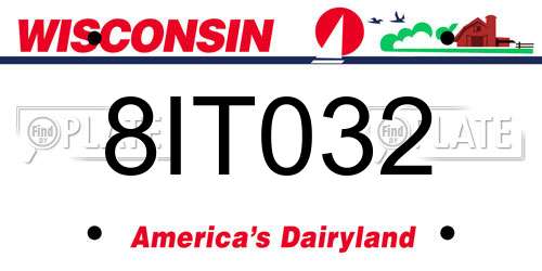 8IT032 Wisconsin License Plate