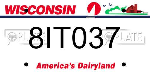 8IT037 Wisconsin License Plate