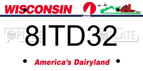 8ITD32 Wisconsin License Plate