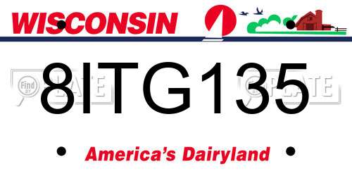 8ITG135 Wisconsin License Plate