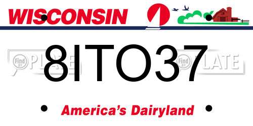 8ITO37 Wisconsin License Plate