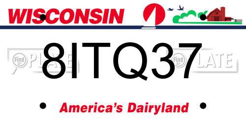 8ITQ37 Wisconsin License Plate
