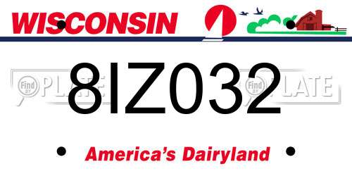 8IZ032 Wisconsin License Plate