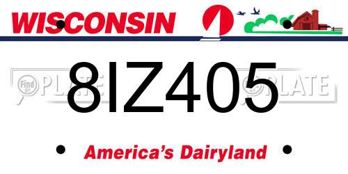 8IZ405 Wisconsin License Plate